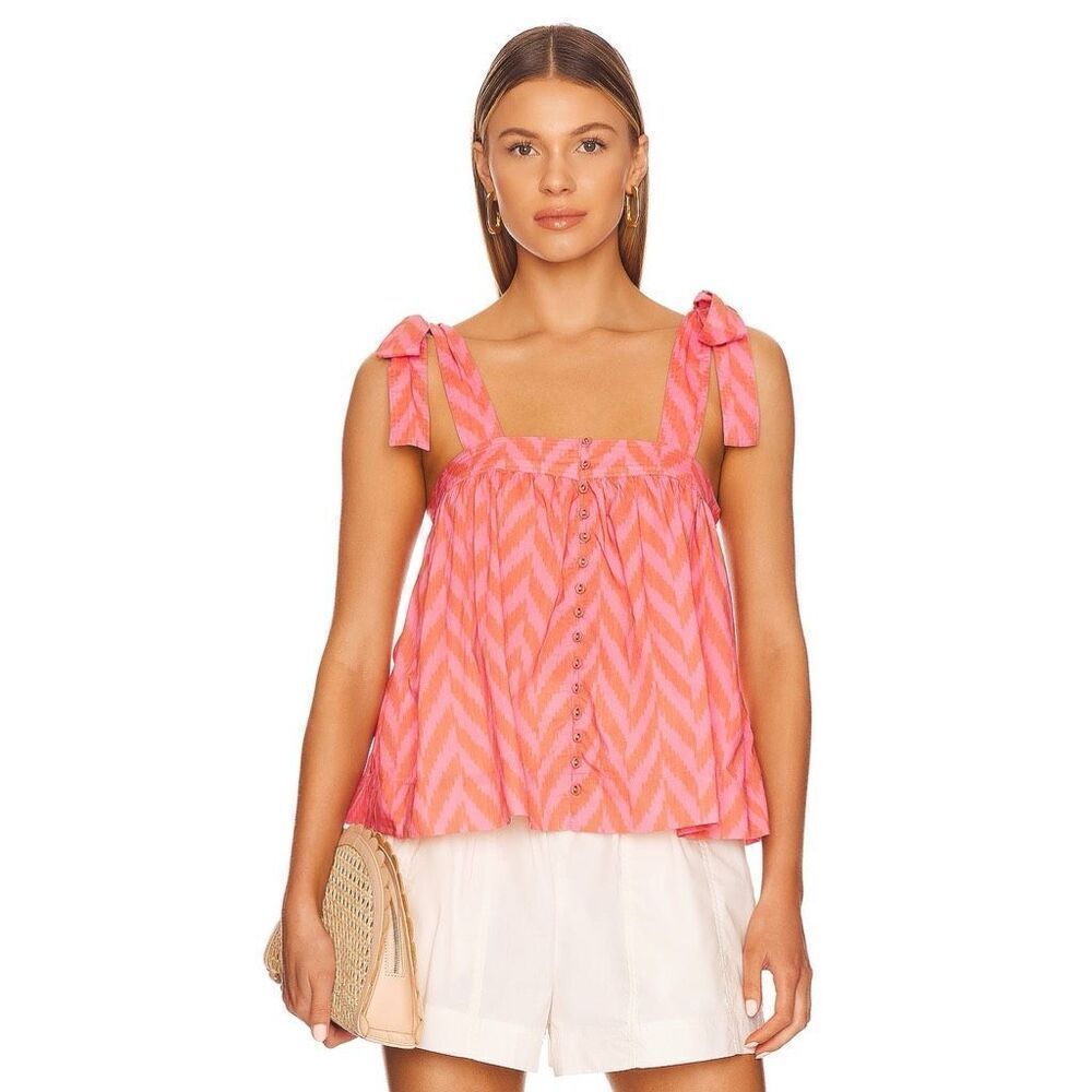 Ulla Johnson Iris Tie Shoulder Tank In Bougainvillea